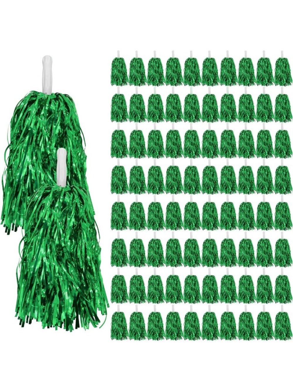 80PCS Metallic Foil Cheerleading Pom Poms for Sports, Dance, Parties & Events